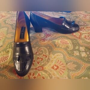 Cole Haan 6 black leather heels loafers shoes